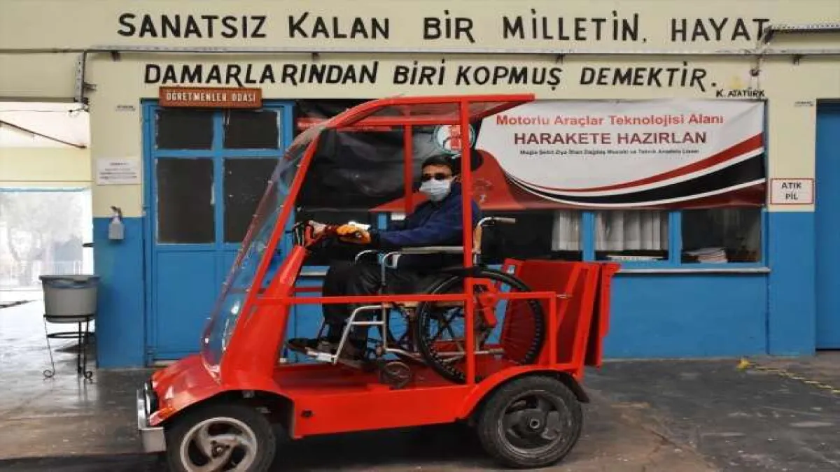 Muğla'da meslek lisesi öğretmenlerinden engelliler için özel araç - 1166