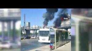 Elektrikli otobüs alev alev yandı