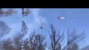 Canlı yayın yaparken helikopter üzerine su boşalttı