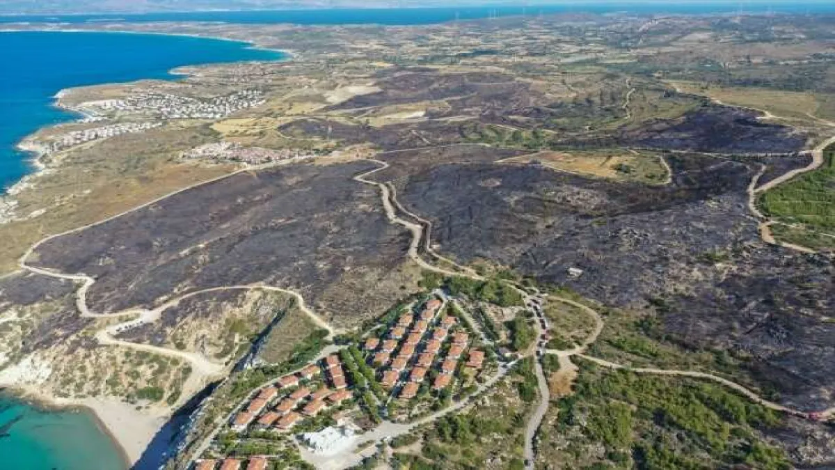 Çeşme'de yanan alanlar havadan görüntülendi - 369