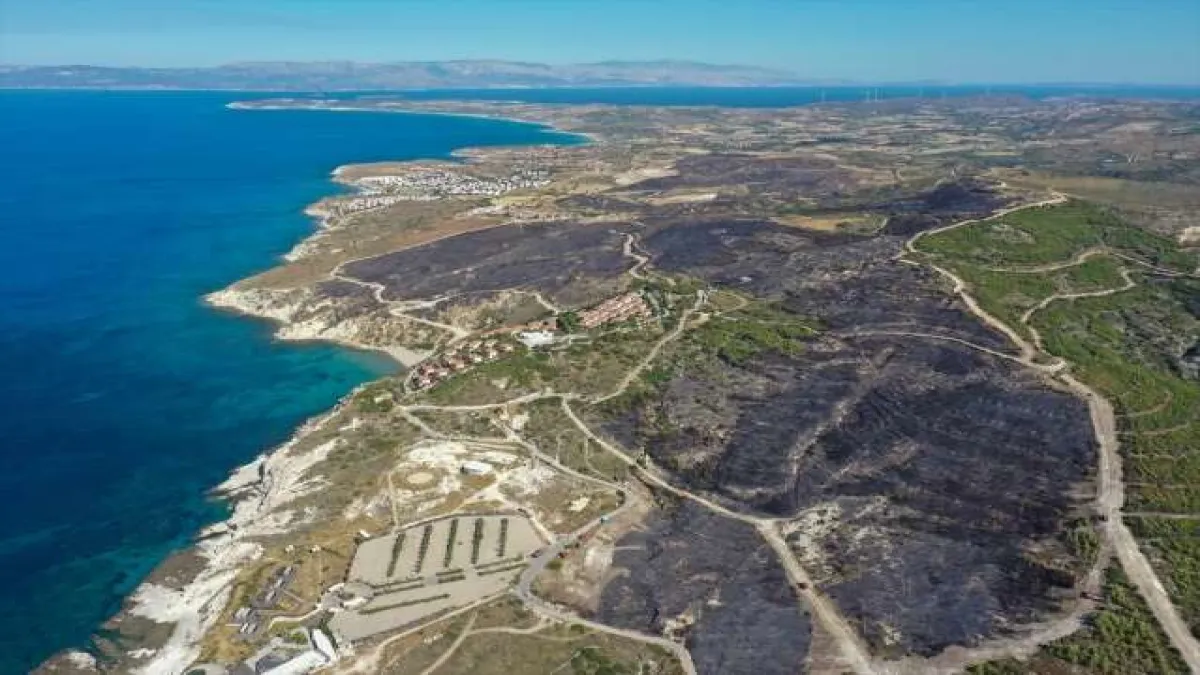 Çeşme'de yanan alanlar havadan görüntülendi - 361