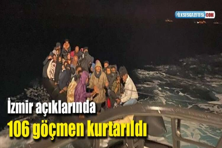 İzmir açıklarında 106 göçmen kurtarıldı haberinin görseli