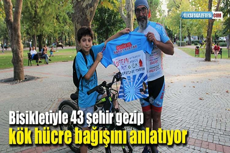 Bisikletiyle 43 şehir gezip kök hücre bağışını anlatıyor haberinin görseli