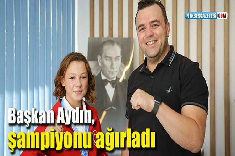 Başkan Aydın, şampiyonu ağırladı haberinin görseli