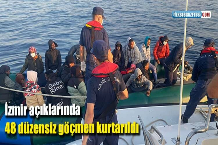 İzmir açıklarında 48 düzensiz göçmen kurtarıldı haberinin görseli