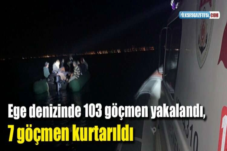 Ege denizinde 103 göçmen yakalandı, 7 göçmen kurtarıldı haberinin görseli