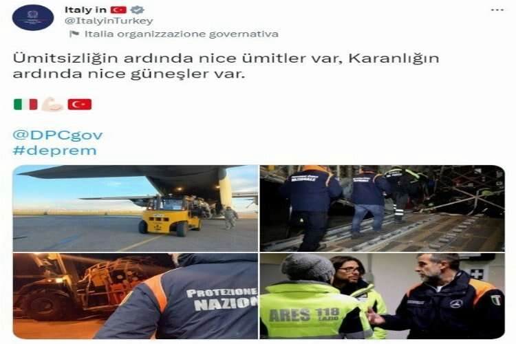 İtalya'dan Türkiye’ye anlamlı mesaj: “Karanlığın ardında nice güneşler var” haberinin görseli