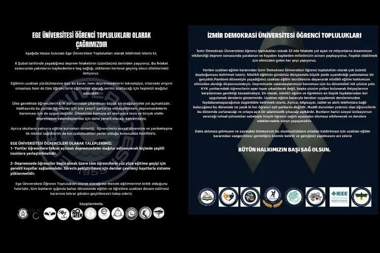 İzmir’de öğrencilerden ‘yüz yüze eğitim’ çağrısı haberinin görseli