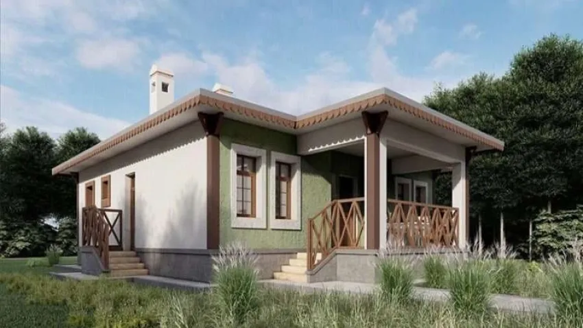 Deprem bölgesinde köy evlerinin yapımı başladı