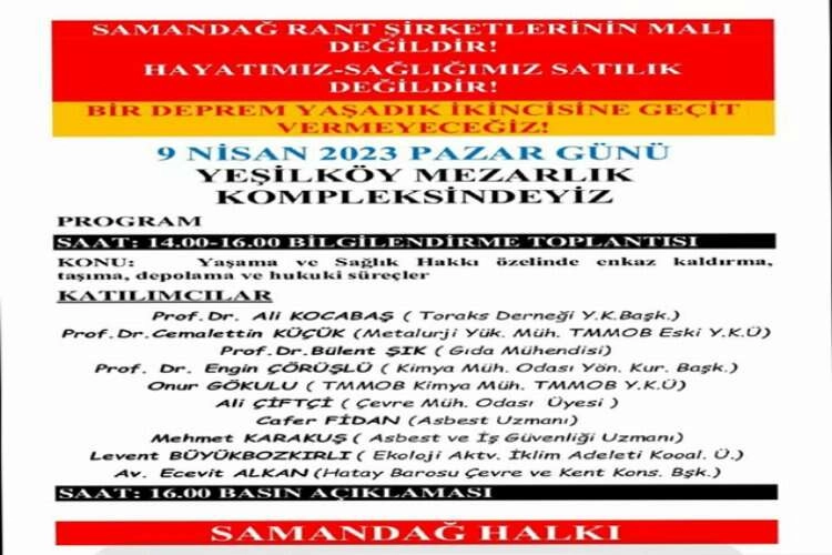 Samandağ’da halk buluşması: Hayatımız satılık değil! haberinin görseli