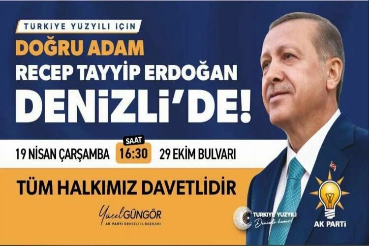 Cumhurbaşkanı Recep Tayyip Erdoğan Denizli'ye geliyor haberinin görseli