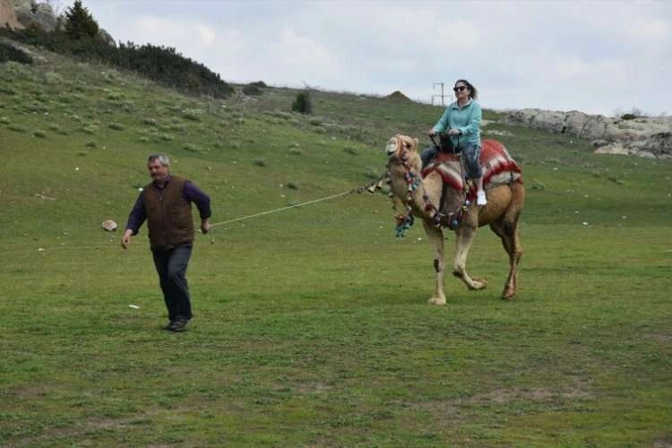 Frigya'nın maskotu deve turistlerin ilgi odağı haberinin görseli