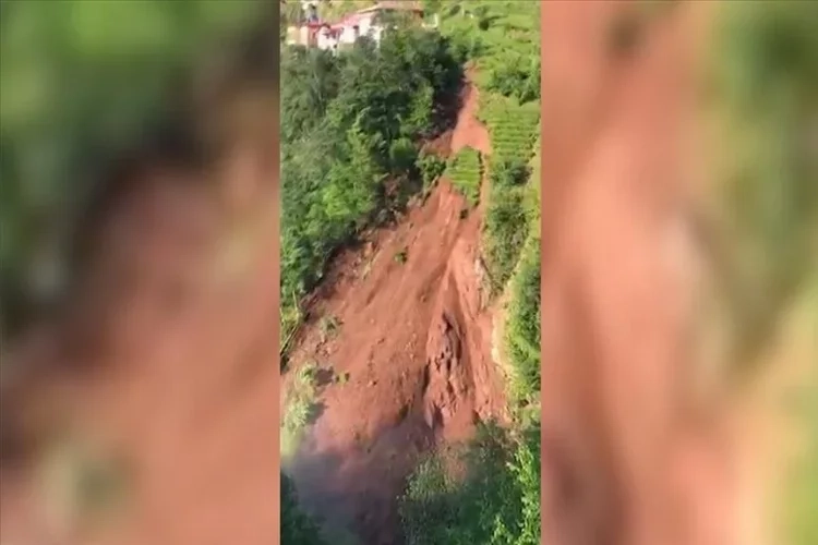 Trabzon'da heyelan anı cep telefonlarına yansıdı haberinin görseli