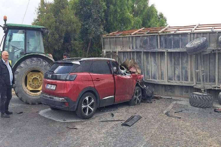 Aydın’da trafik kazası! Traktör ve otomobil çarpıştı haberinin görseli