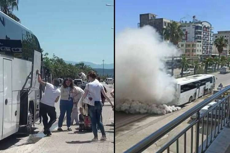 Antalya'da yolcu otobüsünde korkutan yangın haberinin görseli