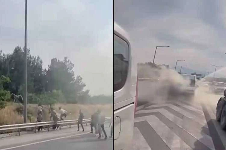 İzmir’de seyir halindeki araç alev alev yandı haberinin görseli