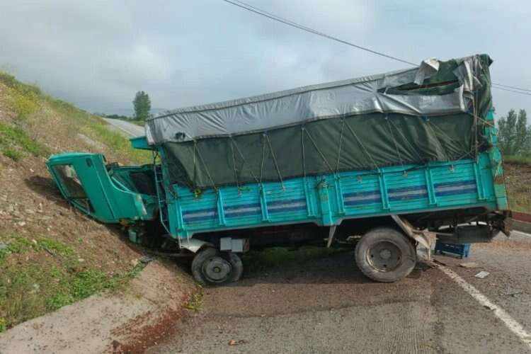 Afyonkarahisar’da kamyonet şarampole girdi haberinin görseli