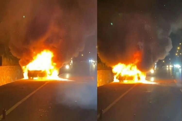 Seyir halindeyken otomobili yandı: Sürücü son anda kurtuldu haberinin görseli