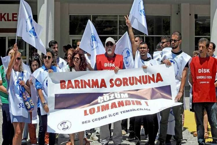 Çeşme’deki sağlık emekçilerinden barınma sorununa tepki haberinin görseli