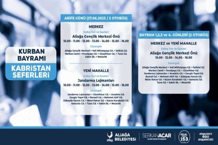 Aliağa'da kabristan ziyaretlerine ücretsiz ulaşım haberinin görseli