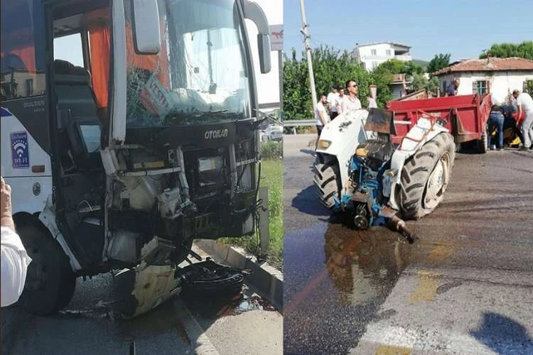 Manisa’da servis otobüsü traktörle çarpıştı haberinin görseli