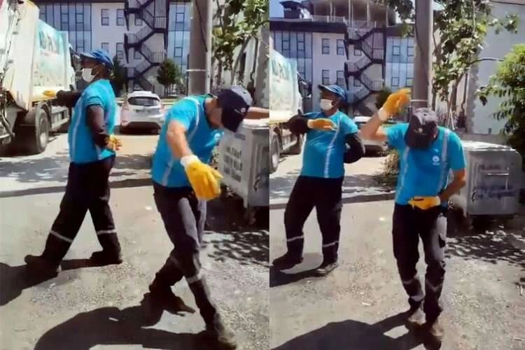Sakarya'da temizlik işçileri hem çalıştı hem dans etti haberinin görseli
