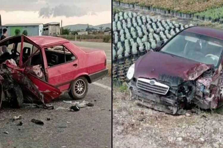 Ödemiş'te iki otomobil kafa kafaya çarpıştı haberinin görseli