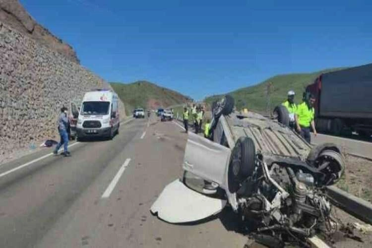 Erzurum'da kaza: Araç takla attı