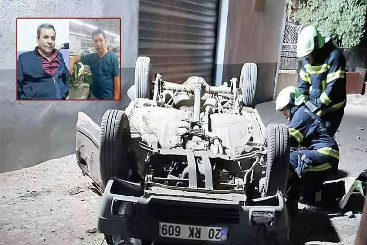 Denizli'de otomobil uçurumdan yuvarlandı haberinin görseli