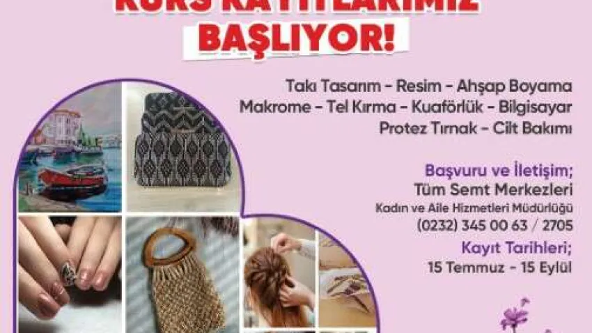 Farklı branşlarda düzenlenen hobi ve meslek edindirme kurslarında yüzlerce kadını bir araya getiren Bayraklı Belediyesinde, yeni dönem kurs kayıtları başladı. 9 branşta açılacak kurslar için kayıtlar, tüm semt merkezlerinde 15 Eylül’e kadar sürecek. Bayraklı Belediye Başkanı Serdar Sandal, “Hem eğlenmek hem de öğrenmek isteyen tüm kadınlarımızı kurslarımıza bekliyoruz” dedi.