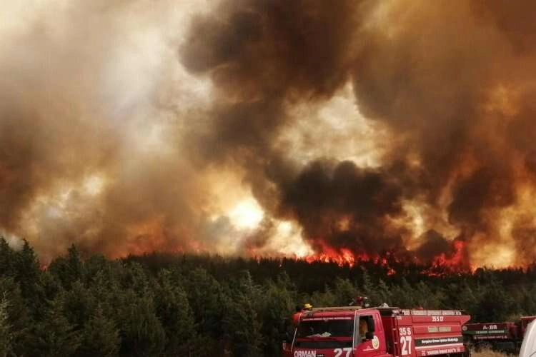 İzmir'in iki ilçesinde alevlerle mücadele devam ediyor haberinin görseli