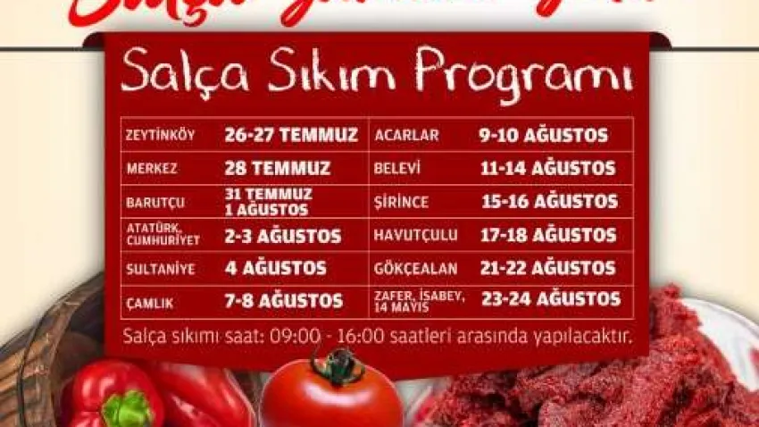 Efes Selçuk Belediyesi, kentte yaşayan kadınların hayatını kolaylaştırmak için bu yaz da salça makinasını kent merkezi ve köylere götürüyor. “Salçalık domatesler hazırlansın. Kadınlar keyfine baksın” sloganıyla Efes Selçuk Belediyesi’nin geleneksel uygulamalarından biri olan salça makinası 26 Temmuz’dan itibaren köylerde ve kent merkezinde yer alan mahallelerde olacak.
