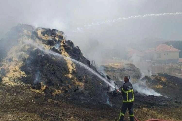 Burdur’da korkutan yangın: Saman balyaları kül oldu haberinin görseli