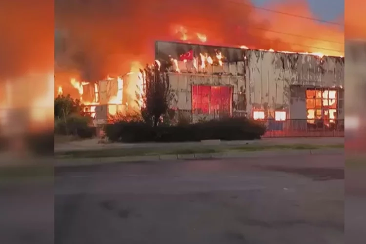 Antalya'da bir fabrika alevlere böyle teslim oldu haberinin görseli