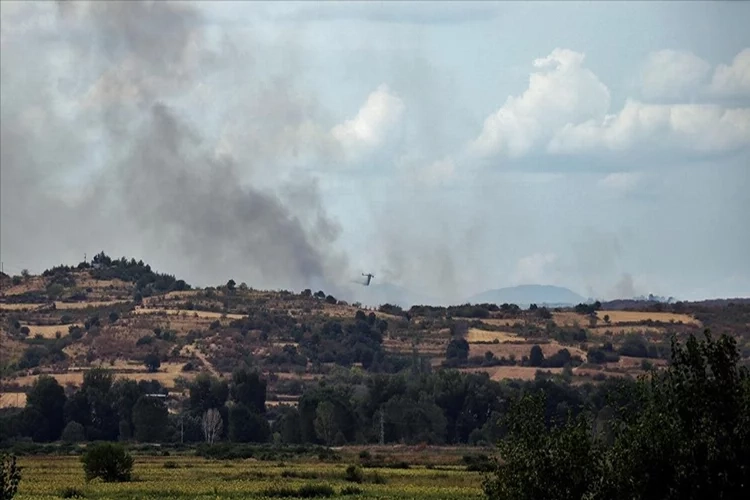 Yunanistan'da devam eden orman yangını Edirne'nin sınır köylerinden görülüyor