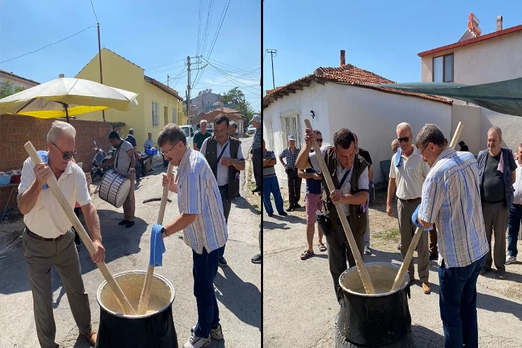 Balıkesir'deki düğünde keşkek dövme merasimi haberinin görseli