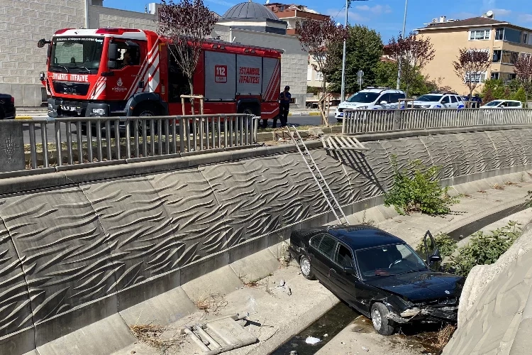 İstanbul'da ehliyetsiz sürücü kanala uçtu