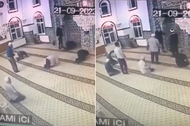 Camiye ayakkabıyla giren vatandaş güvenlik kamerasına yansıdı haberinin görseli
