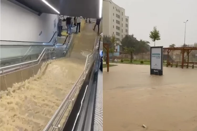 Pendik'te metro durağını su bastı!