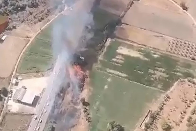 Muğla’da yol kenarındaki otluk arazide yangın çıktı haberinin görseli