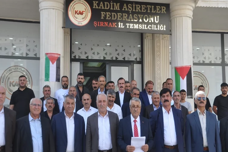 Şırnak’ta Kadim Aşiretler Federasyonu İsrail'e tepki gösterdi haberinin görseli