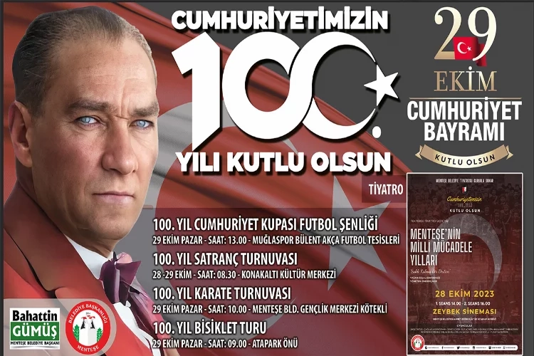 Muğla'da  Cumhuriyetin 100. yılına özel etkinlikler haberinin görseli