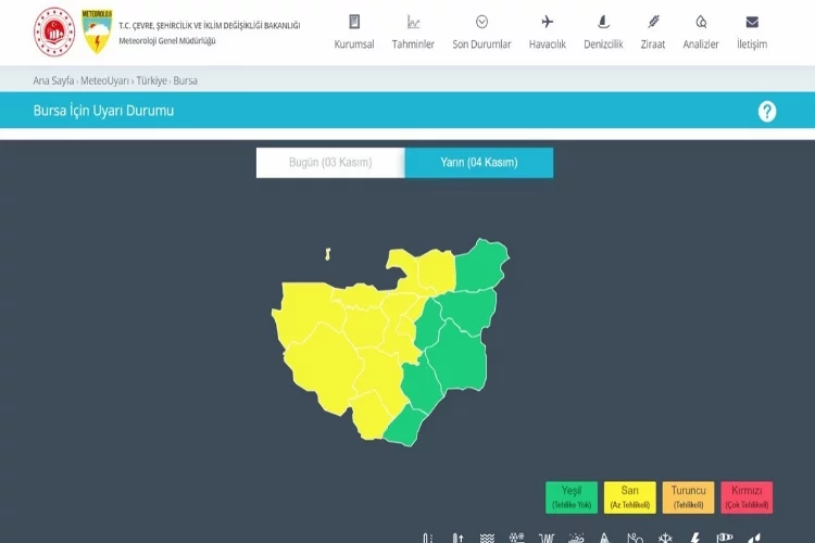 Meteorolojiden Bursa için sarı kodlu fırtına uyarısı geldi