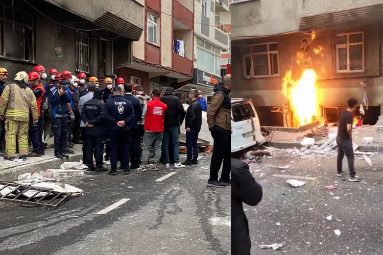 Küçükçekmece’de patlamanın yaşandığı bina havadan dronla görüntülendi