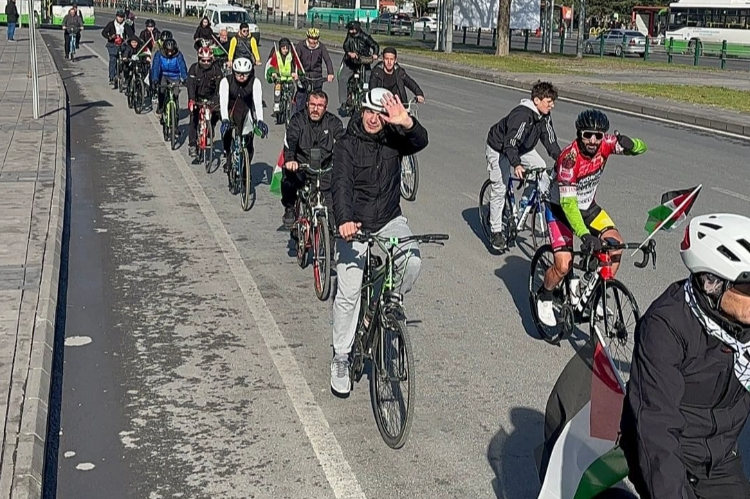 Kayseri’de pedallar Filistin için çevrildi