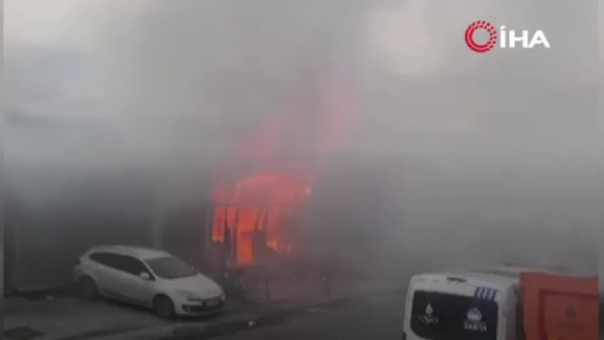 İstanbul'da bir oto tamircide korkutan yangın haberinin görseli