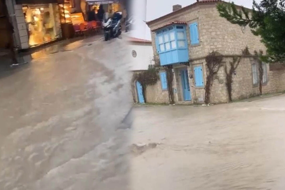 İzmir haber: Çeşme’de caddeler göle döndü