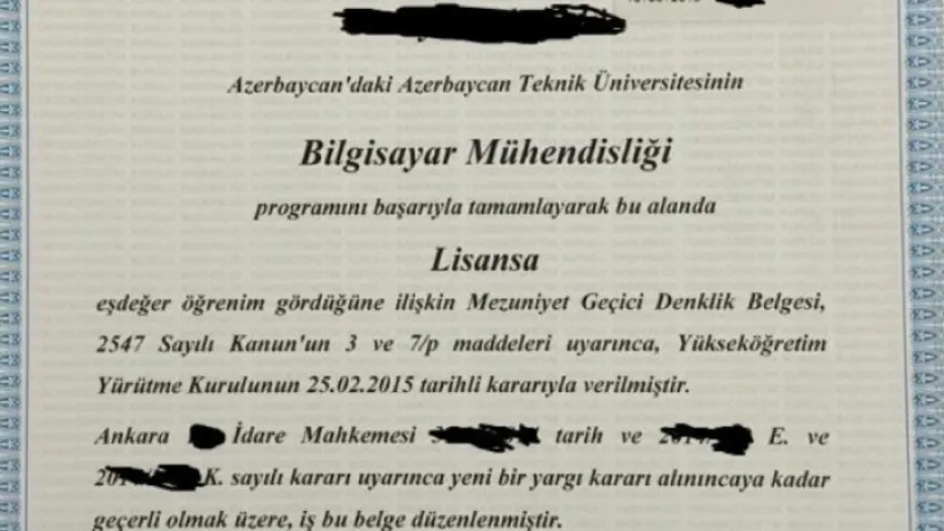 denklik belgesi