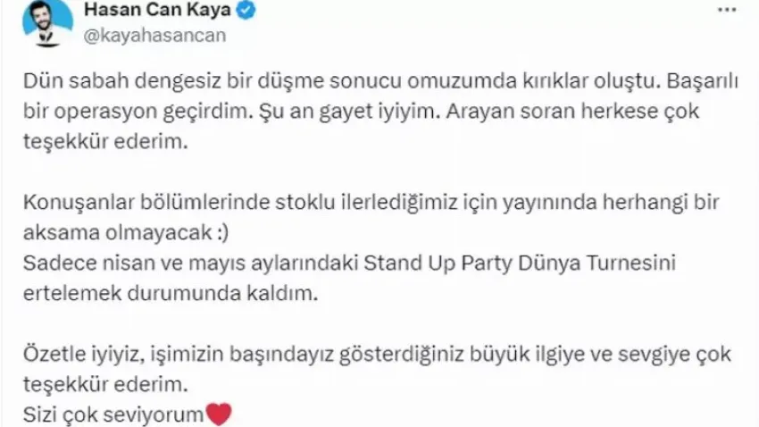 HASANCAN KAYA AMELİYAT OLDU