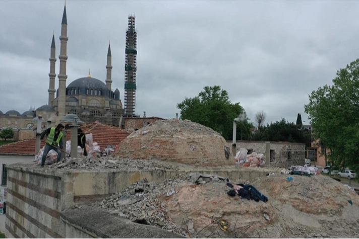 Edirne'deki Mezitbey Hamamı'nın restorasyonu sürüyor